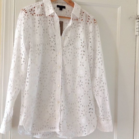J Crew Classic Fit Eyelet Shirt - Picture 7 of 9